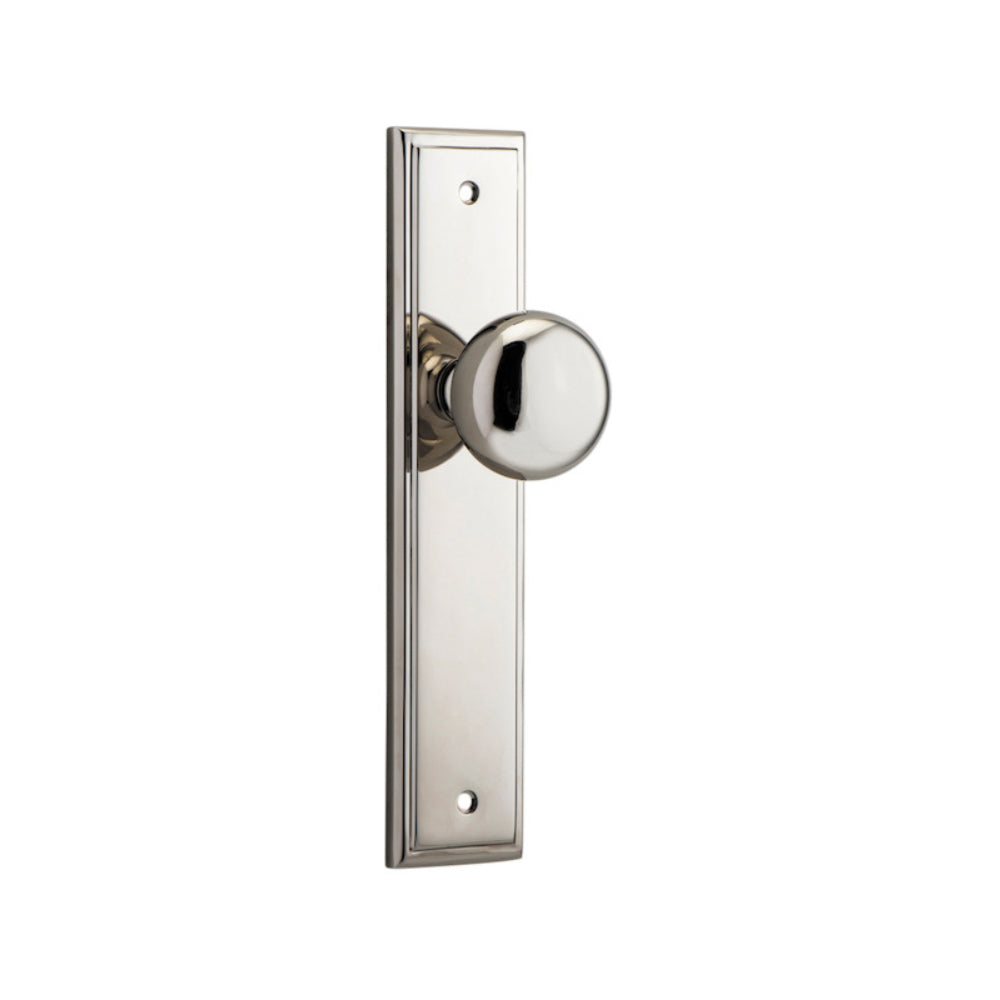 Door Knob Cambridge Stepped Latch Polished Nickel H237xW50xP67mm in Polished Nickel