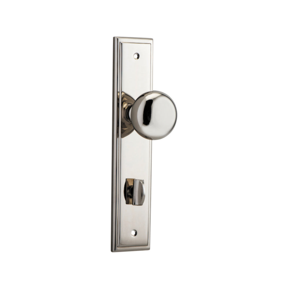 Door Knob Cambridge Stepped Privacy Polished Nickel CTC85mm H237xW50xP67mm in Polished Nickel