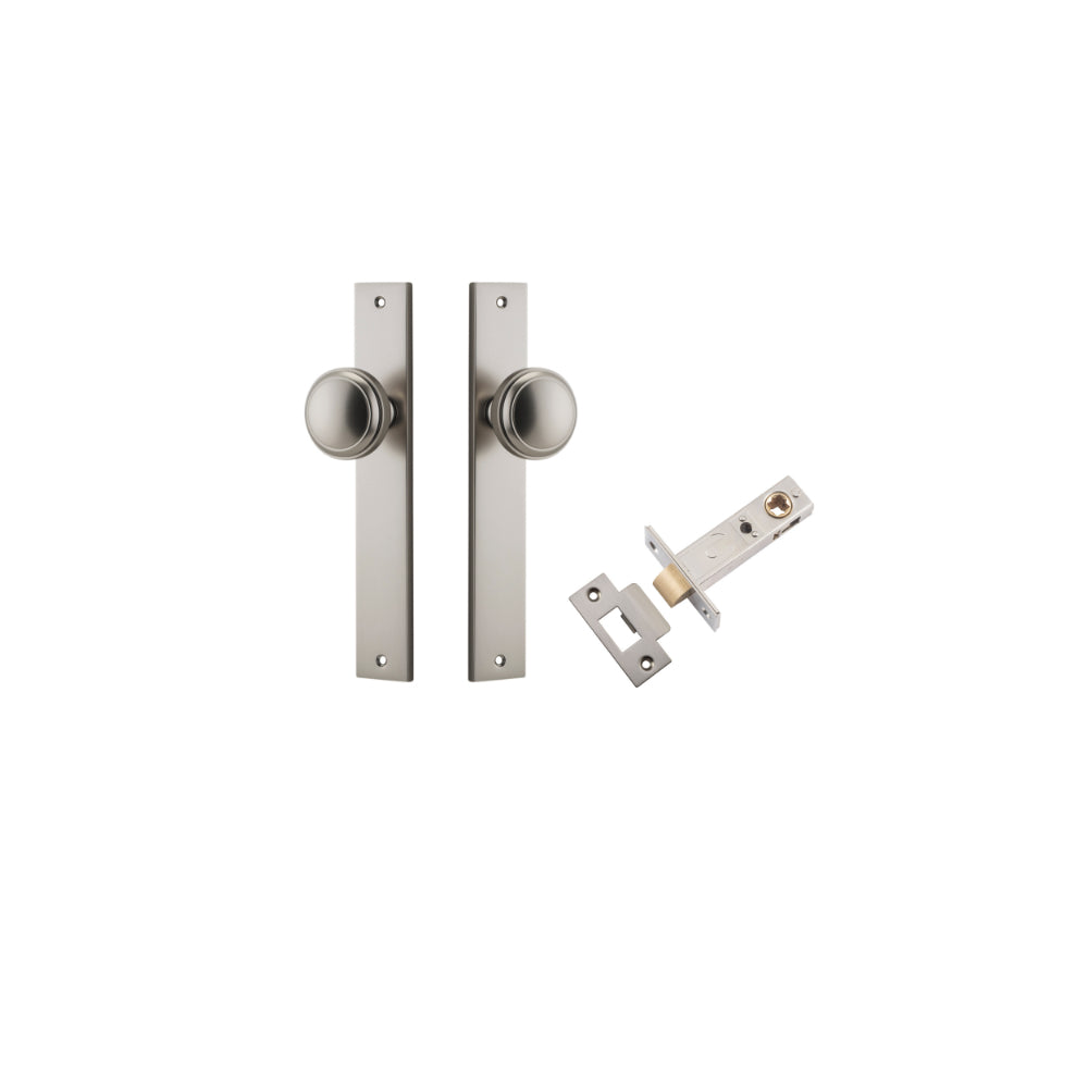 Door Knob Paddington Rectangular Latch Satin Nickel H240xW38xP68mm Passage Kit Tube Latch Split Cam 'T' Striker Satin Nickel Backset 60mm in Satin Nickel