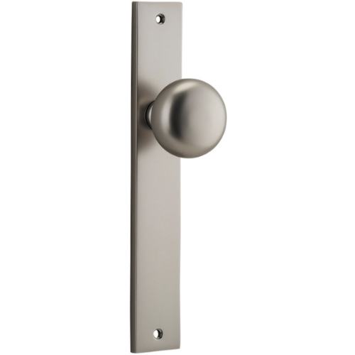 Door Knob Cambridge Rectangular Latch Satin Nickel H240xW38xP67mm in Satin Nickel