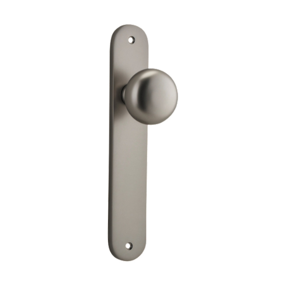 Door Knob Cambridge Oval Latch Satin Nickel H230xW40xP67mm in Satin Nickel
