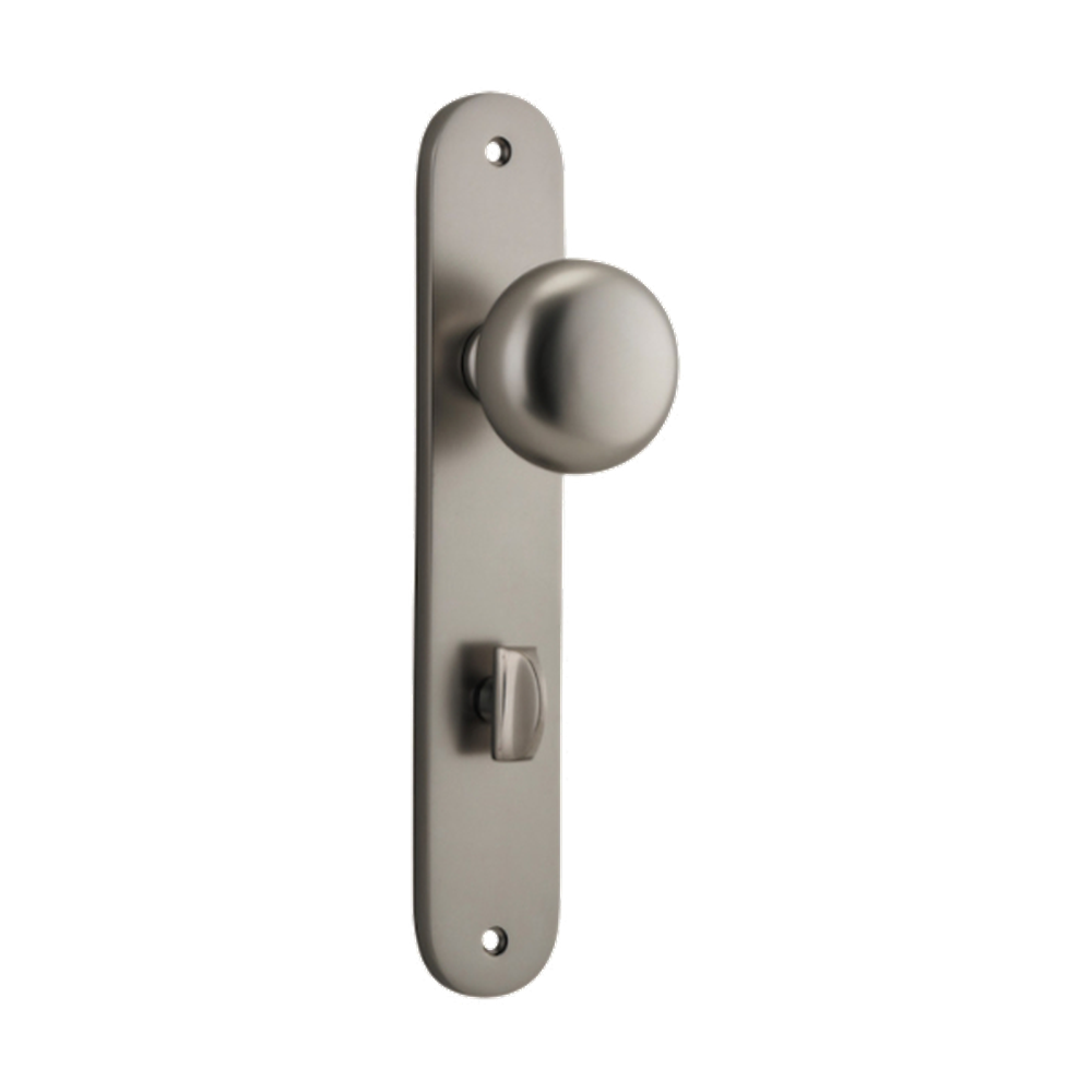 Door Knob Cambridge Oval Privacy Satin Nickel CTC85mm H230xW40xP67mm in Satin Nickel