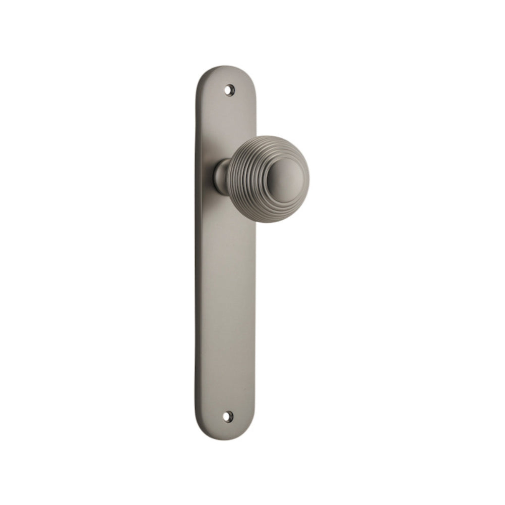 Door Knob Guildford Oval Latch Satin Nickel H230xW40xP60mm in Satin Nickel