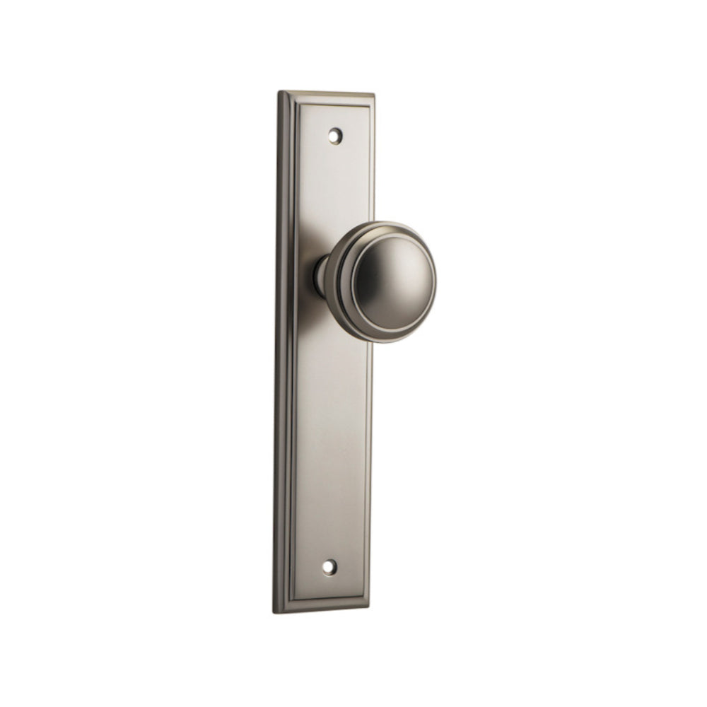 Door Knob Paddington Stepped Latch Satin Nickel H237xW50xP68mm in Satin Nickel