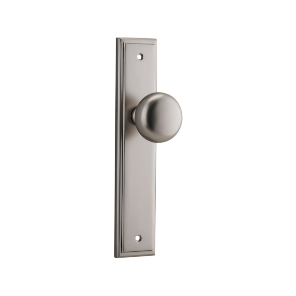 Door Knob Cambridge Stepped Latch Satin Nickel H237xW50xP67mm in Satin Nickel