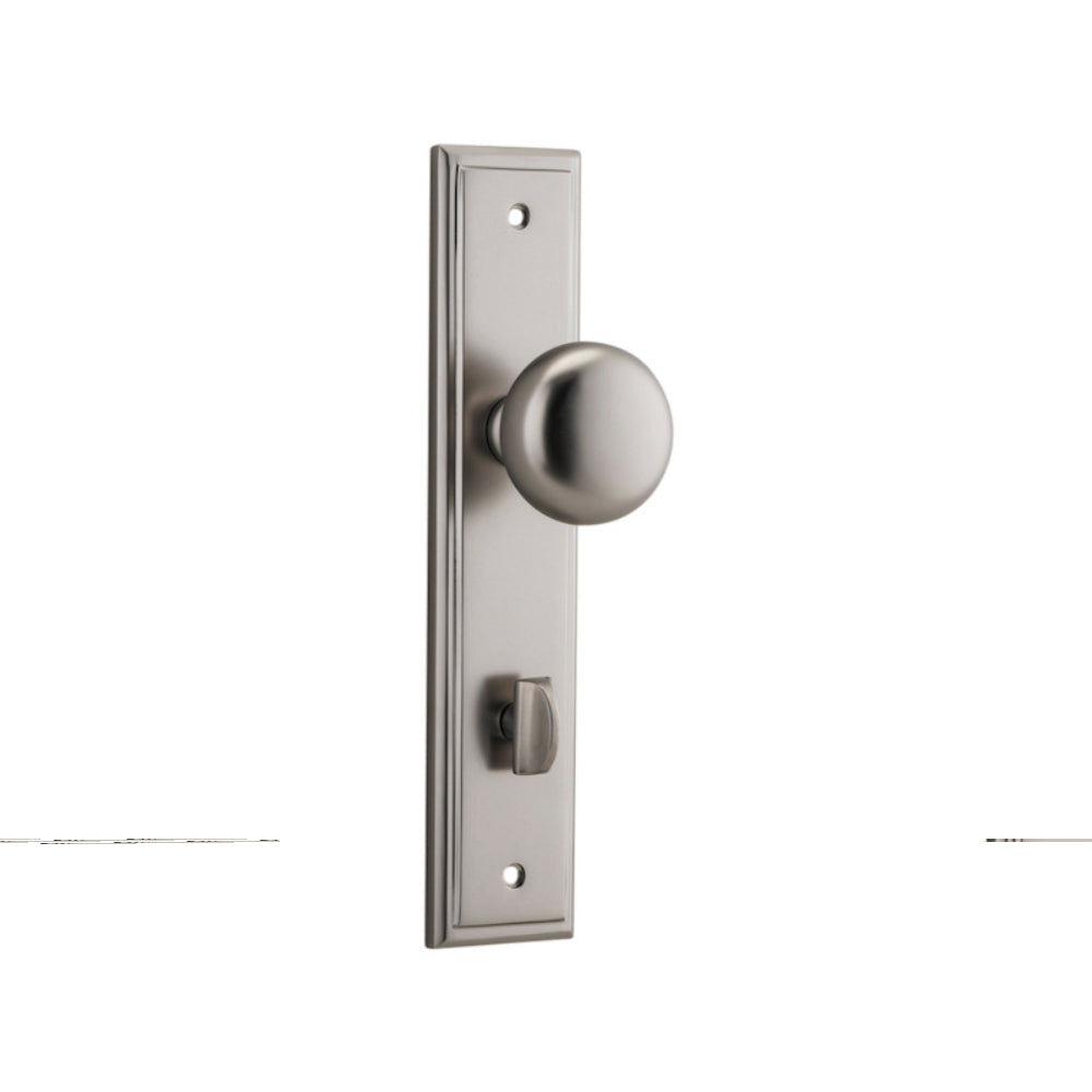 Door Knob Cambridge Stepped Privacy Satin Nickel CTC85mm H237xW50xP67mm in Satin Nickel