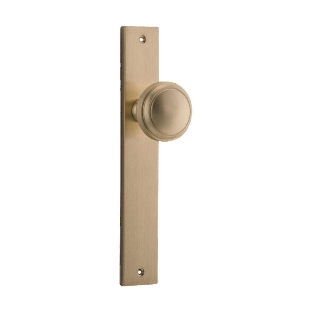 Door Knob Paddington Rectangular Latch Brushed Brass H240xW38xP68mm in Brushed Brass