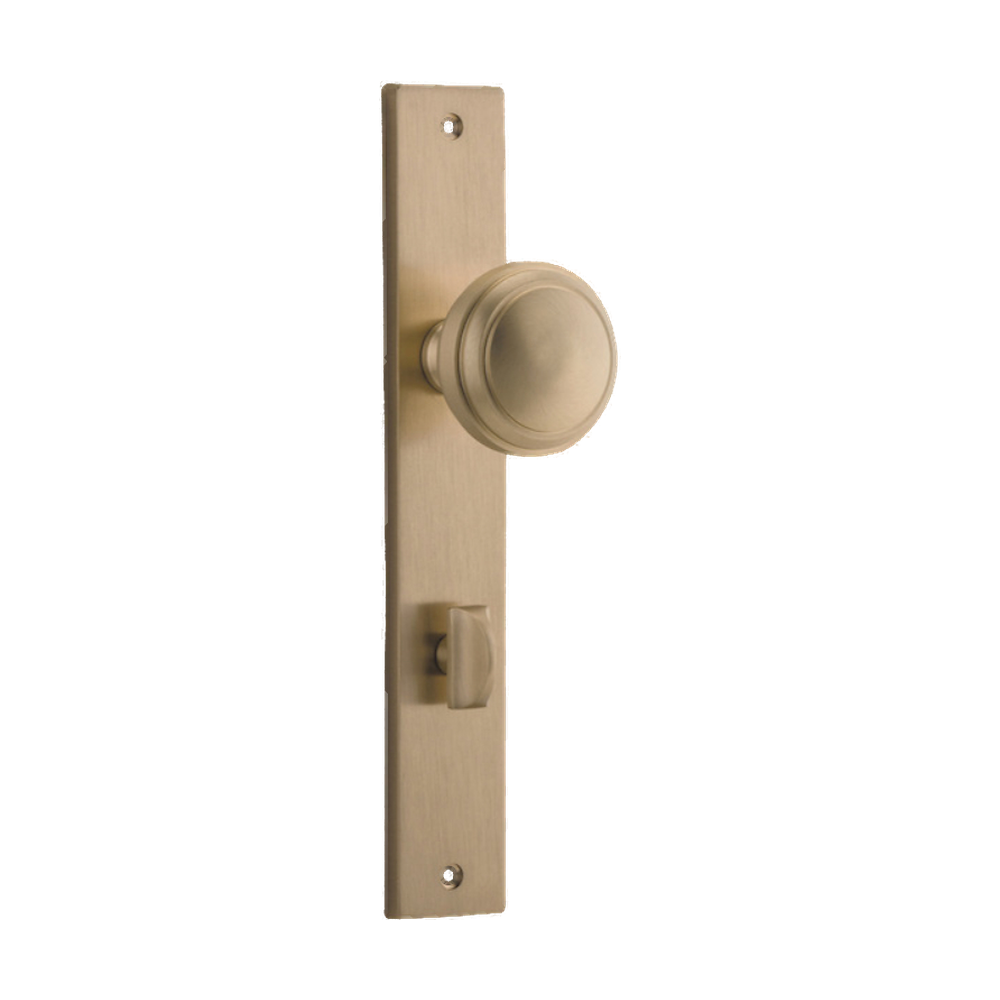 Door Knob Paddington Rectangular Privacy Brushed Brass CTC85mm H240xW38xP68mm in Brushed Brass