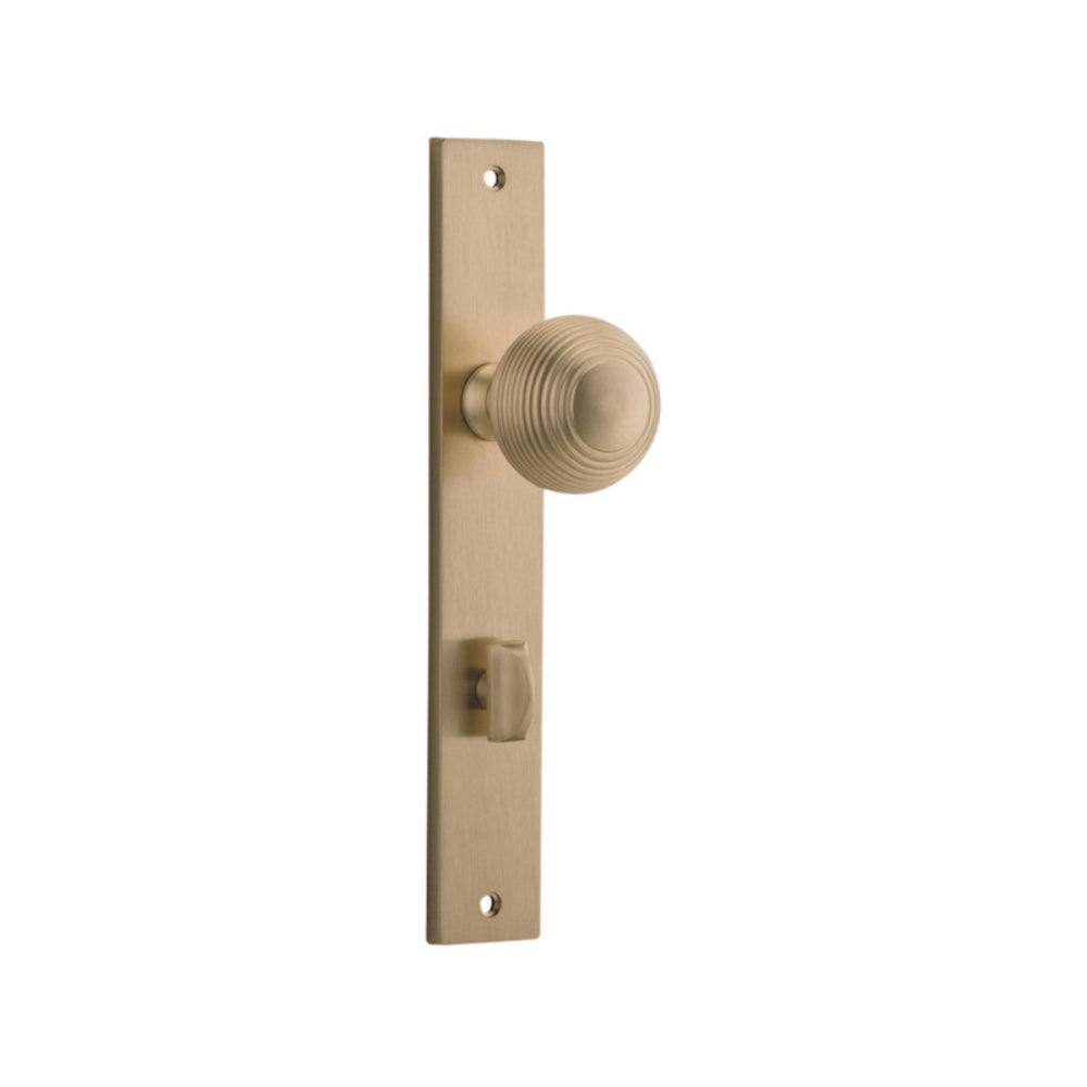 Door Knob Guildford Rectangular Privacy Brushed Brass CTC85mm H240xW38xP60mm in Brushed Brass
