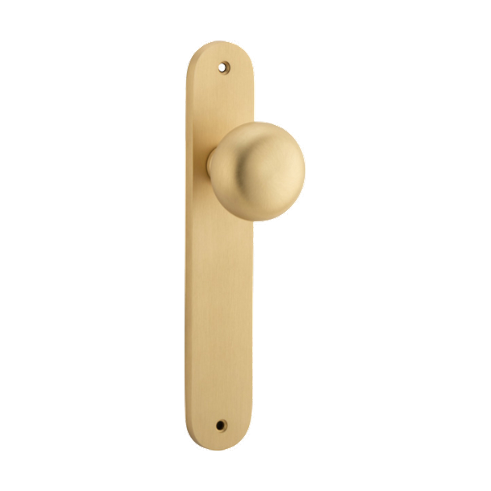 Door Knob Cambridge Oval Latch Brushed Brass H240xW40xP67mm in Brushed Brass