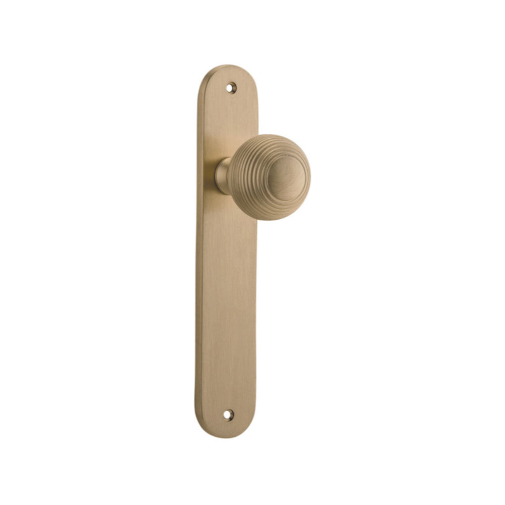 Door Knob Guildford Oval Latch Brushed Brass H230xW40xP60mm in Brushed Brass