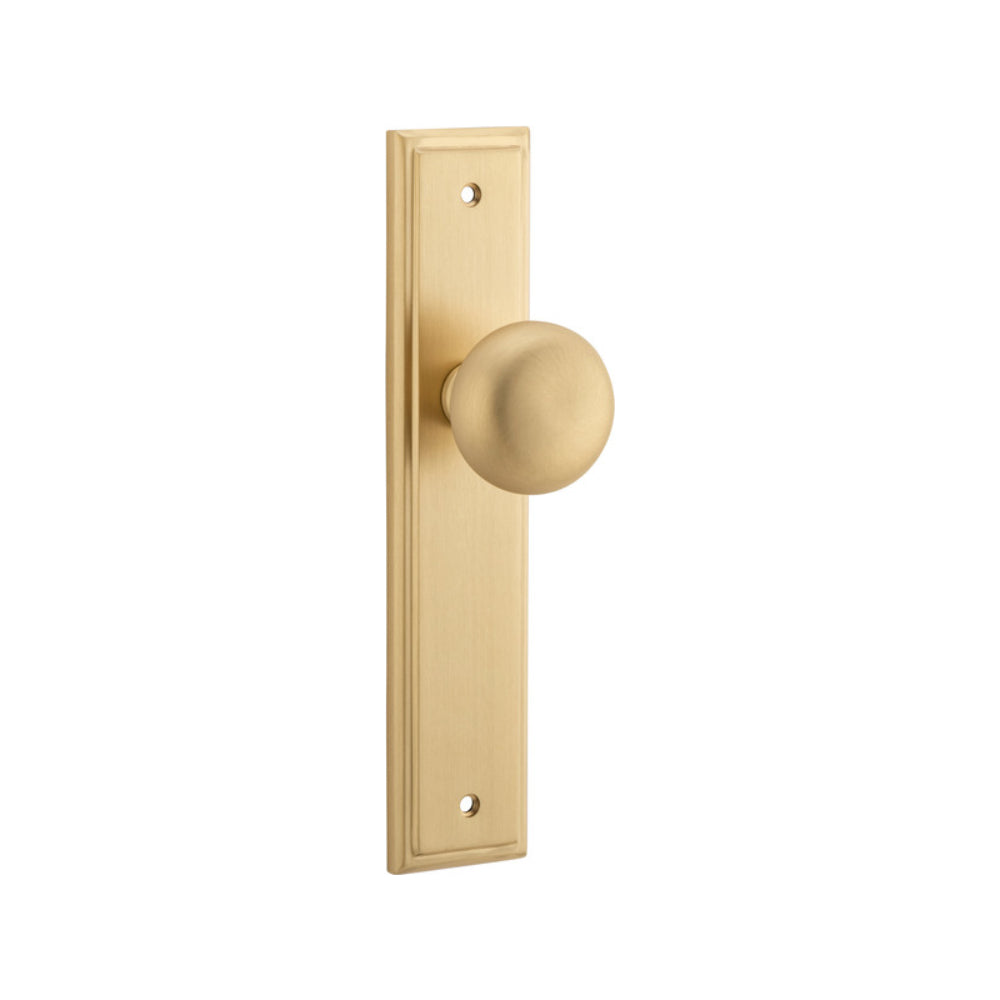 Door Knob Cambridge Stepped Latch Brushed Brass H237xW50xP67mm in Brushed Brass