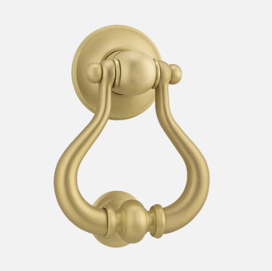 Door Knocker Sarlat Brushed Gold PVD H137xW115xP60mm BP70mm in Brushed Gold PVD