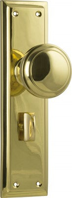 Door Knob Milton Privacy Pair Unlacquered Polished Brass H200xW50xP73mm in Unlacquered Polished Brass