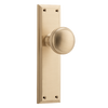 Door Knob Milton Latch Pair Unlacquered Satin Brass H200xW50xP73mm in Unlacquered Satin Brass