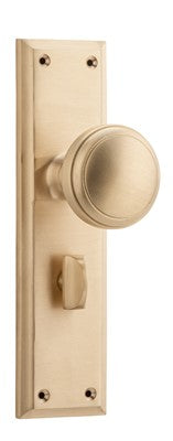 Door Knob Milton Privacy Pair Unlacquered Satin Brass H200xW50xP73mm in Unlacquered Satin Brass