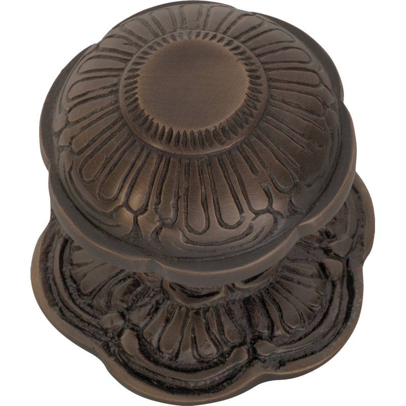 Centre Door Knob Ornate Antique Brass P73mm Backplate 80mm in Antique Brass