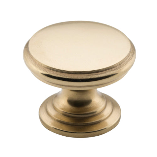 Cupboard Knob Flat Polished Brass D32xP23mm in Polished Brass