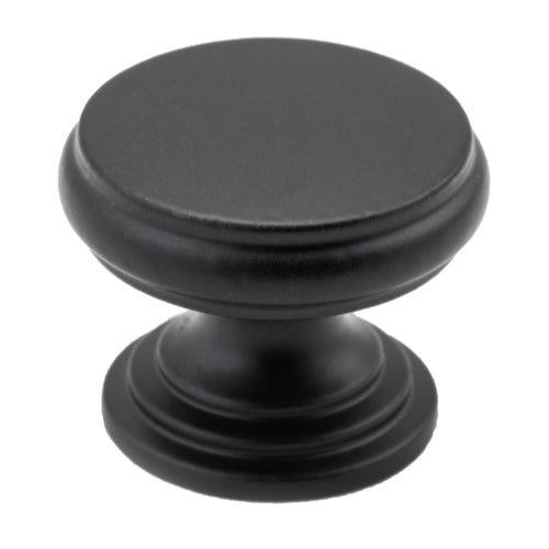 Cupboard Knob Flat Matt Black D25xP20mm in Matt Black