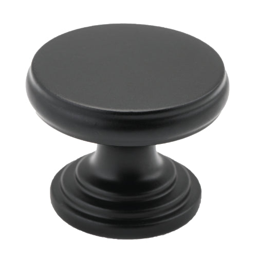 Cupboard Knob Flat Matt Black D32xP23mm in Matt Black
