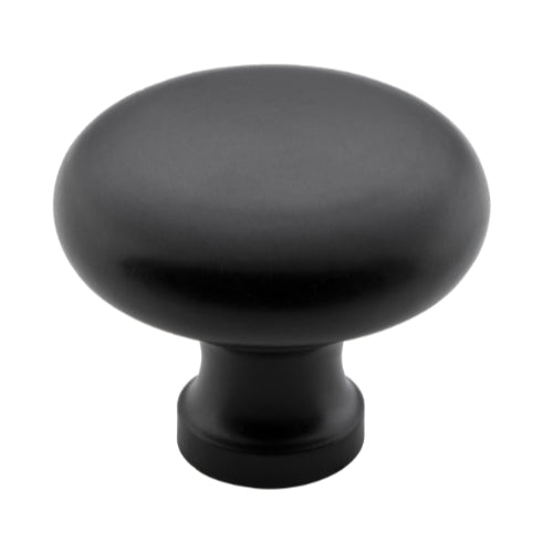 Cupboard Knob Round Iron Matt Black D38xP32mm in Matt Black