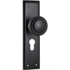 Door Knob Milton Euro Pair Matt Black H200xW50xP73mm in Matt Black