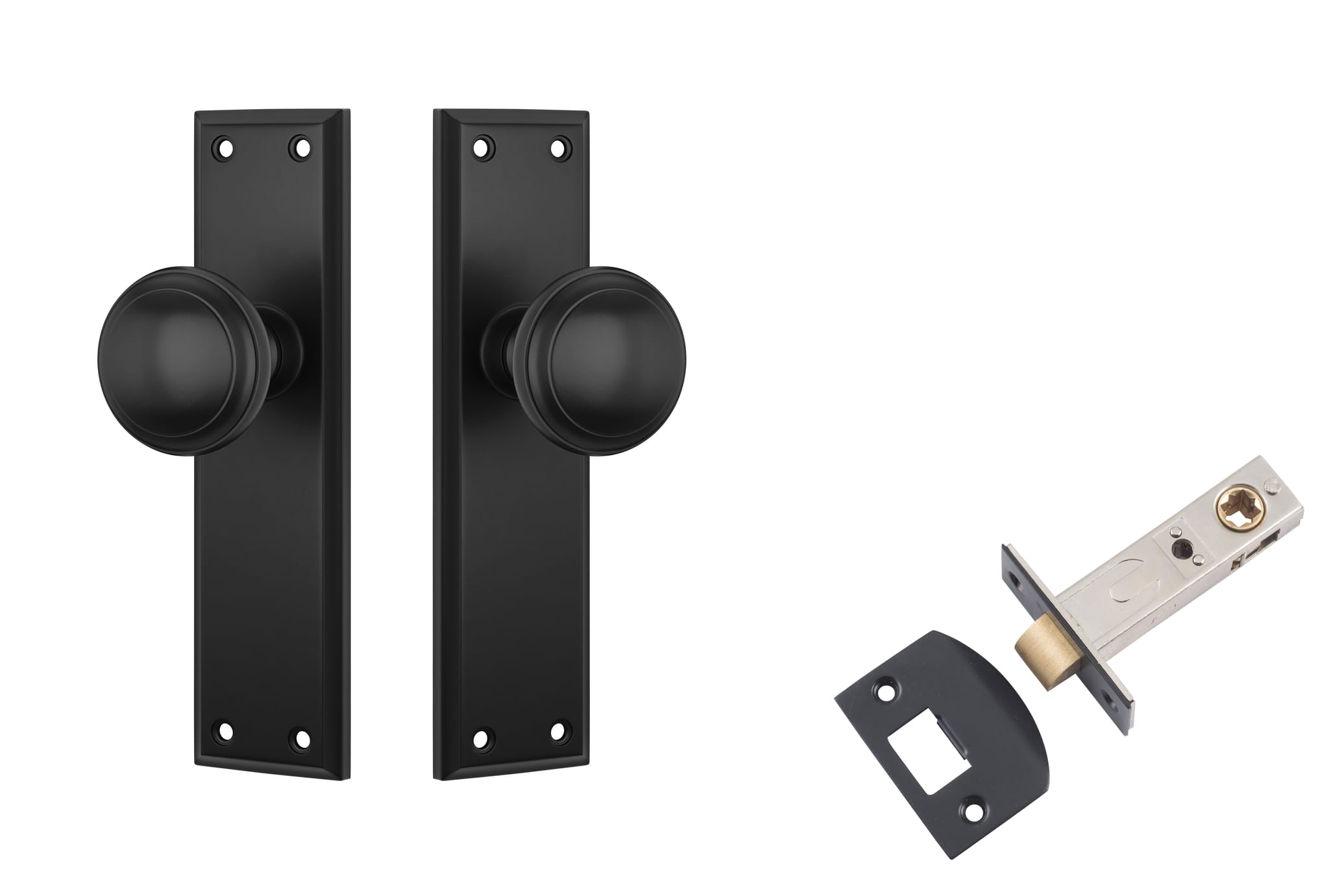 Door Knob Milton Matt Black Passage Set in Matt Black