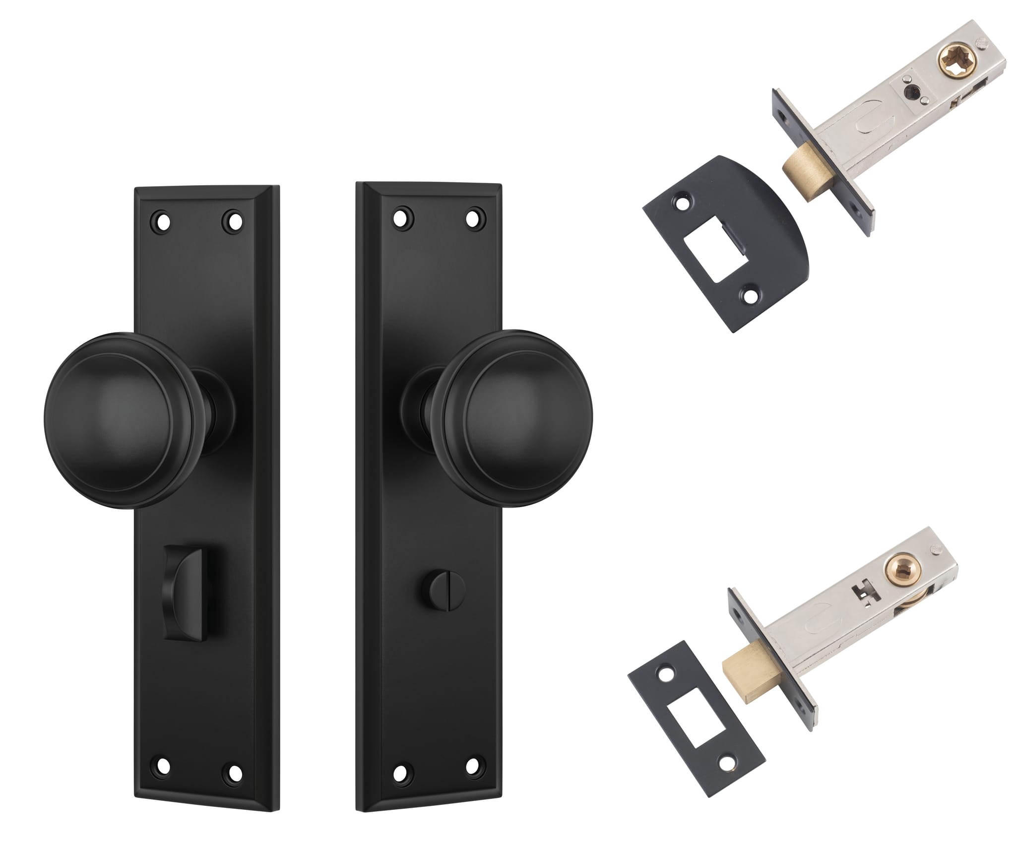 Door Knob Milton Matt Black Privacy Set in Matt Black