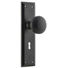 Door Knob Milton Lock Pair Matt Black H200xW50xP73mm in Matt Black