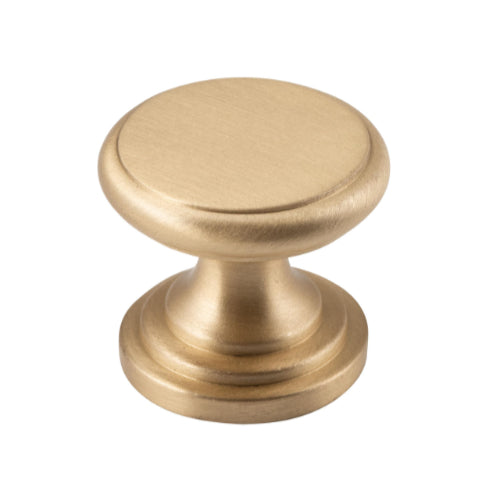 Cupboard Knob Flat Satin Brass D25xP20mm in Satin Brass
