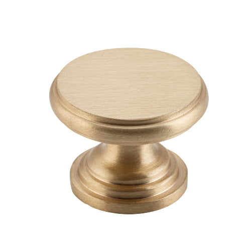 Cupboard Knob Flat Satin Brass D32xP23mm in Satin Brass