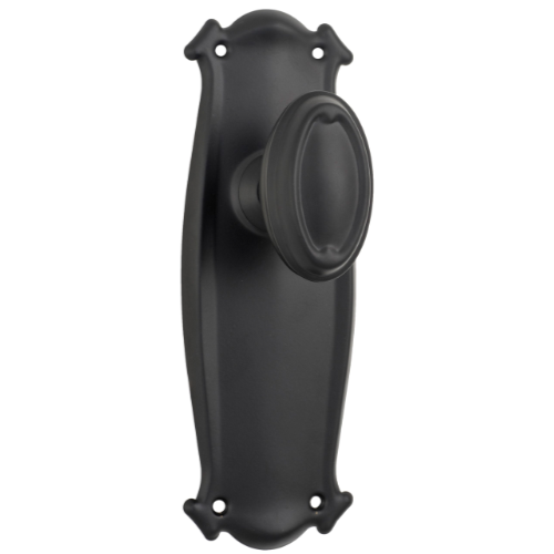 Door Knob Bungalow Latch Pair Matt Black H197xW68xP60mm in Matt Black