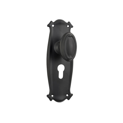 Door Knob Bungalow Euro Pair Matt Black H197xW68xP60mm in Matt Black