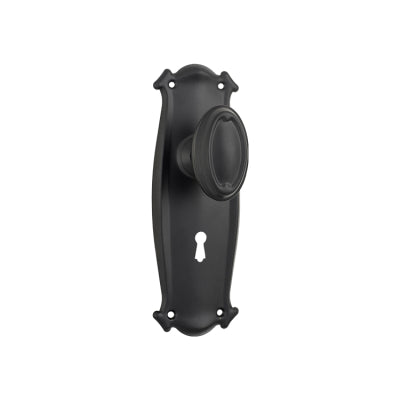 Door Knob Bungalow Lock Pair Matt Black H197xW68xP60mm in Matt Black