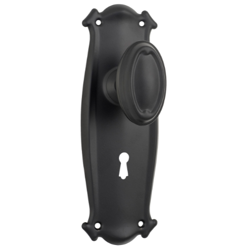 Door Knob Bungalow Lock Pair Matt Black H197xW68xP60mm in Matt Black