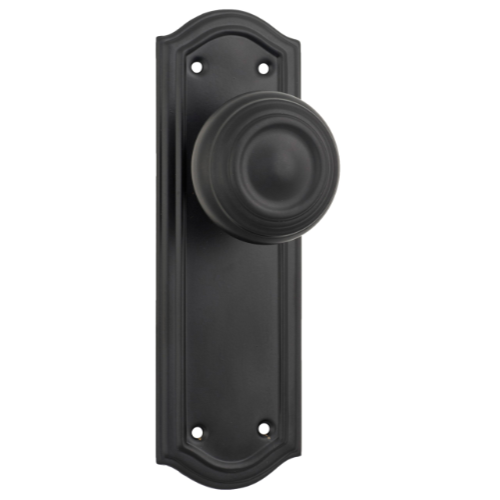 Door Knob Kensington Latch Pair Matt Black H175xP57xW58mm in Matt Black