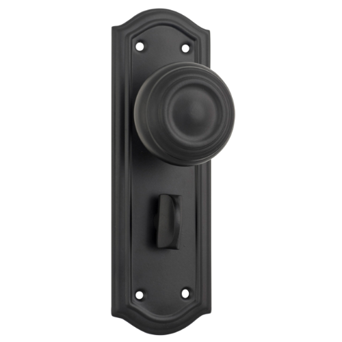 Door Knob Kensington Privacy Pair Matt Black H175xP57xW58mm in Matt Black