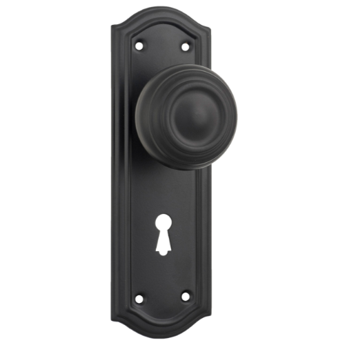 Door Knob Kensington Lock Pair Matt Black H175xP57xW58mm in Matt Black