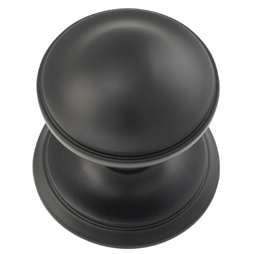 Centre Door Knob Round Matt Black P86mm Backplate 85mm in Matt Black