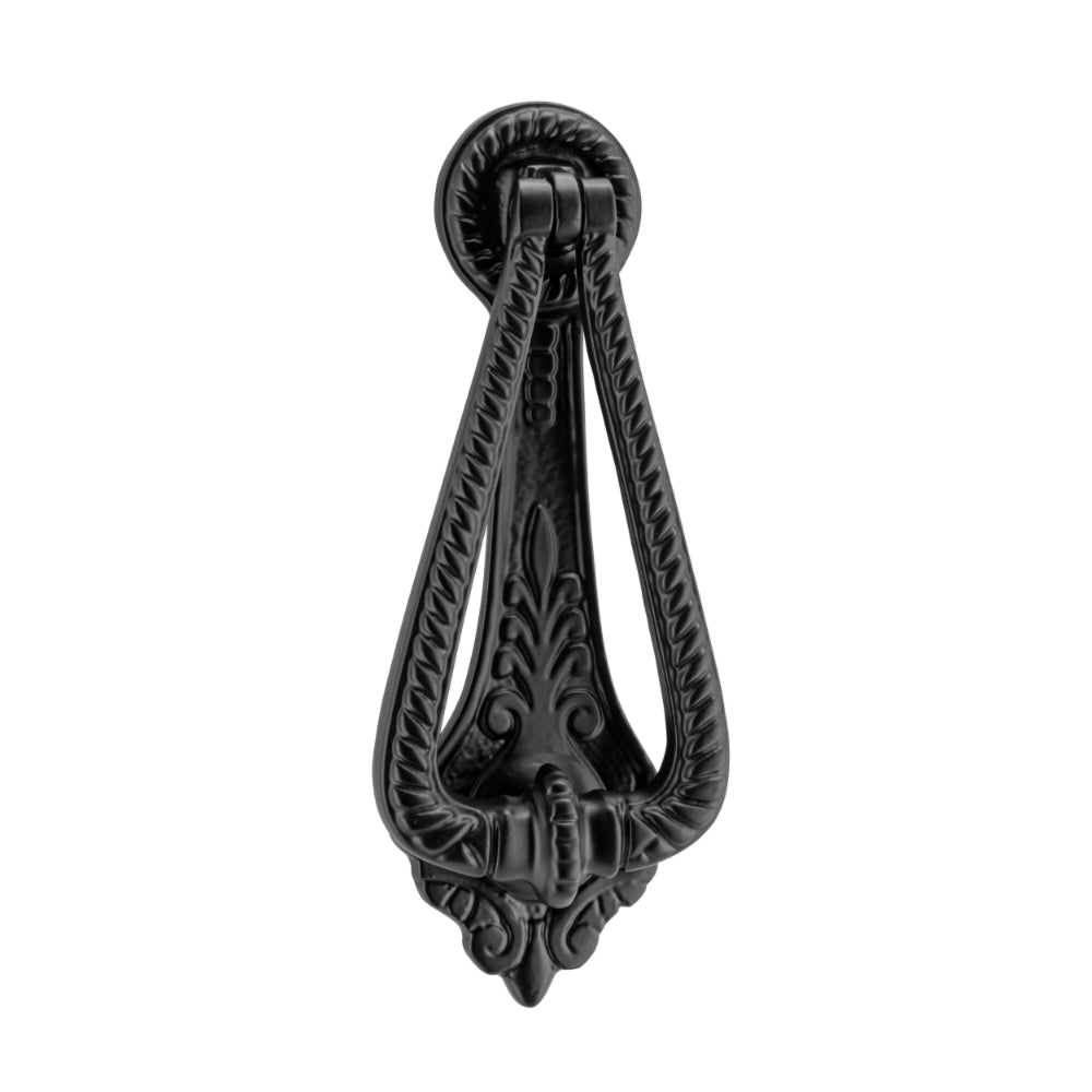 Door Knocker Edwardian Matt Black H175xW70mm in Matt Black