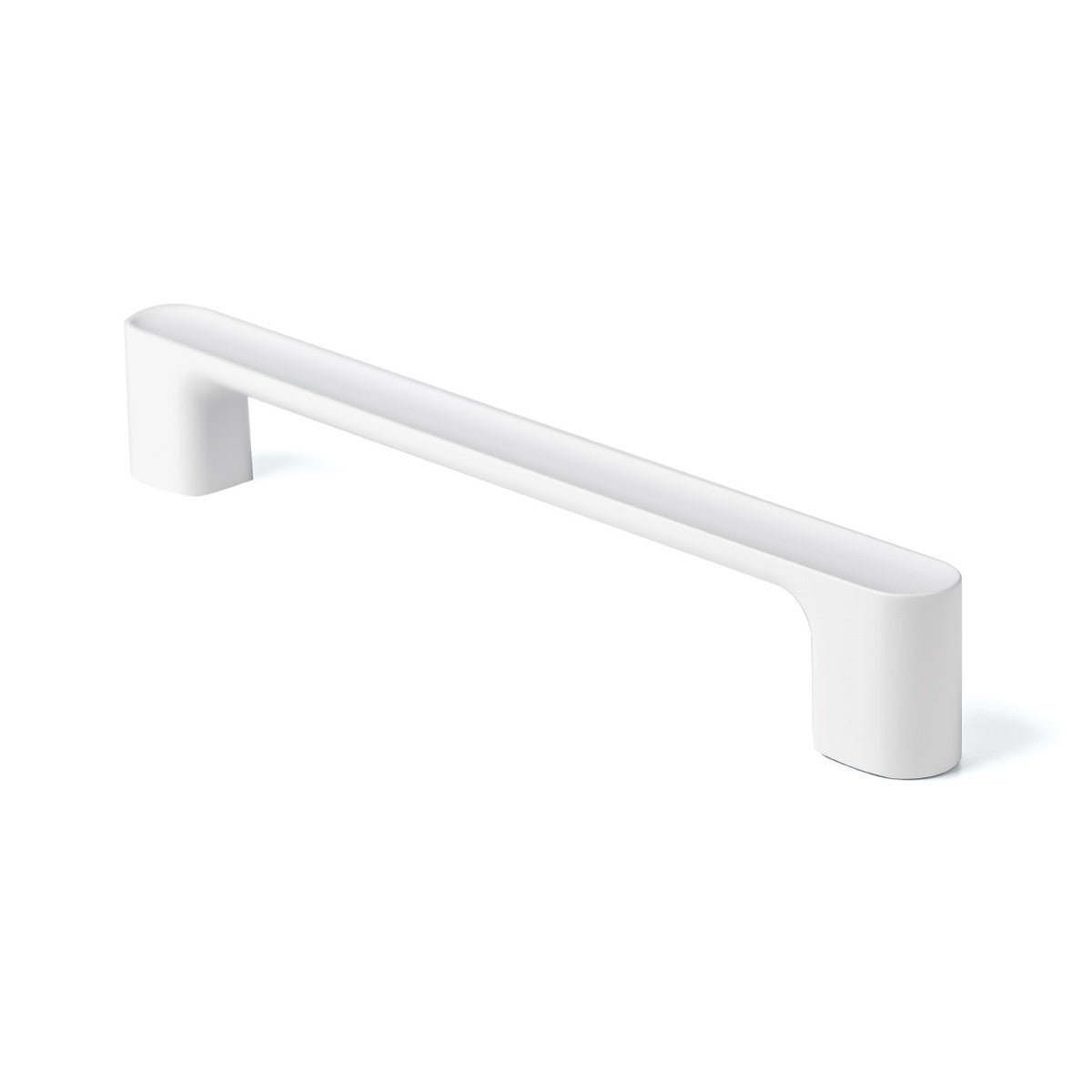 Momo LUV cabinet pull handle in white with sleek modern design, mounted on a cabinet door.