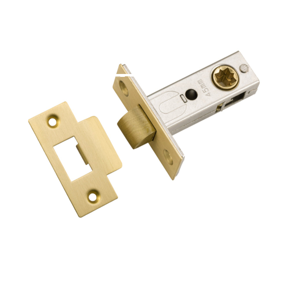 Tube Latch Split Cam Hard Sprung 'T' Striker Brushed Gold PVD Backset 45mm in Brushed Gold PVD