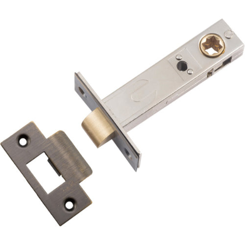 Iver Hard Sprung Split Cam Tube Latch in architectural hardware, showing the sturdy metal latch mechanism and installation components.