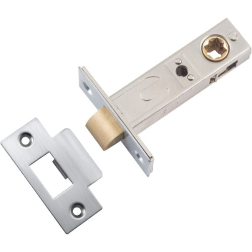 Iver Hard Sprung Split Cam Tube Latch mounted on a door, showcasing durable architectural hardware for secure closure.