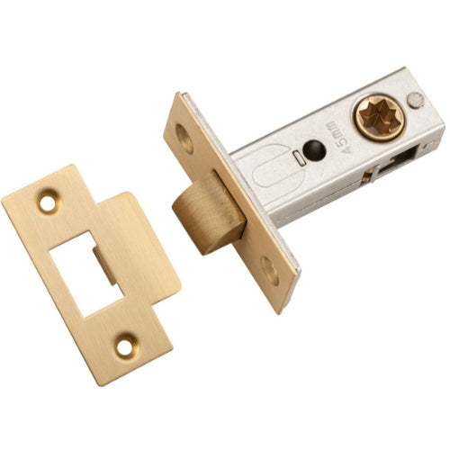Iver Hard Sprung Split Cam Tube Latch, architectural hardware, showing the metal latch mechanism with a silver finish.
