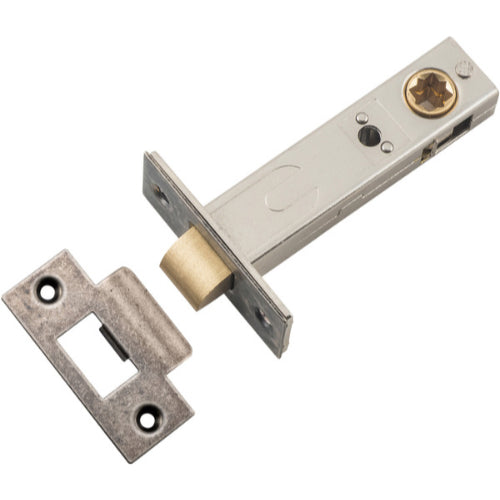 Tube Latch Split Cam Hard Sprung 'T' Striker Distressed Nickel Backset 70mm in Distressed Nickel