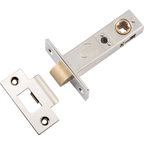 Iver Hard Sprung Split Cam Tube Latch, architectural hardware, close-up of durable metal latch mechanism.