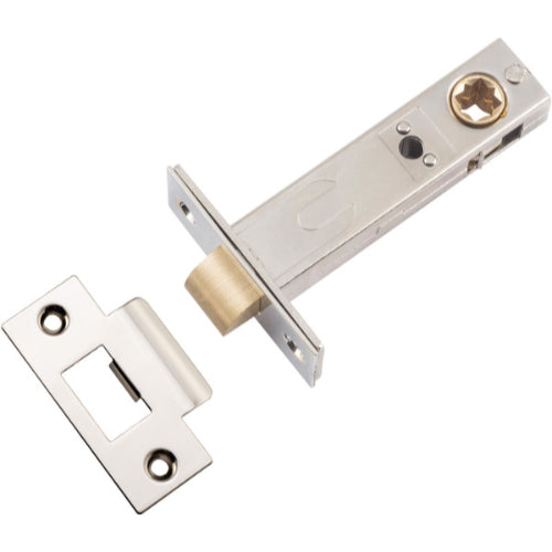 Tube Latch Split Cam Hard Sprung 'T' Striker Polished Nickel Backset 70mm in Polished Nickel