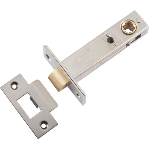 Tube Latch Split Cam Hard Sprung 'T' Striker Satin Nickel Backset 70mm in Satin Nickel