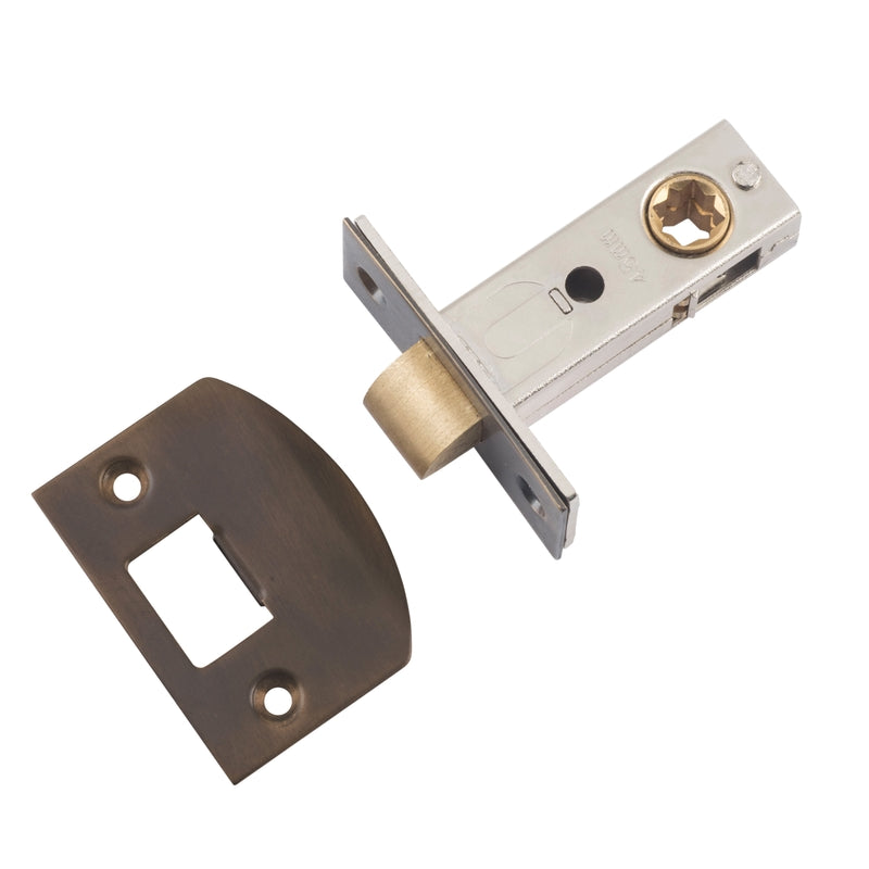 Tube Latch Split Cam Hard Sprung 'D' Striker Antique Brass Backset 45mm in Antique Brass